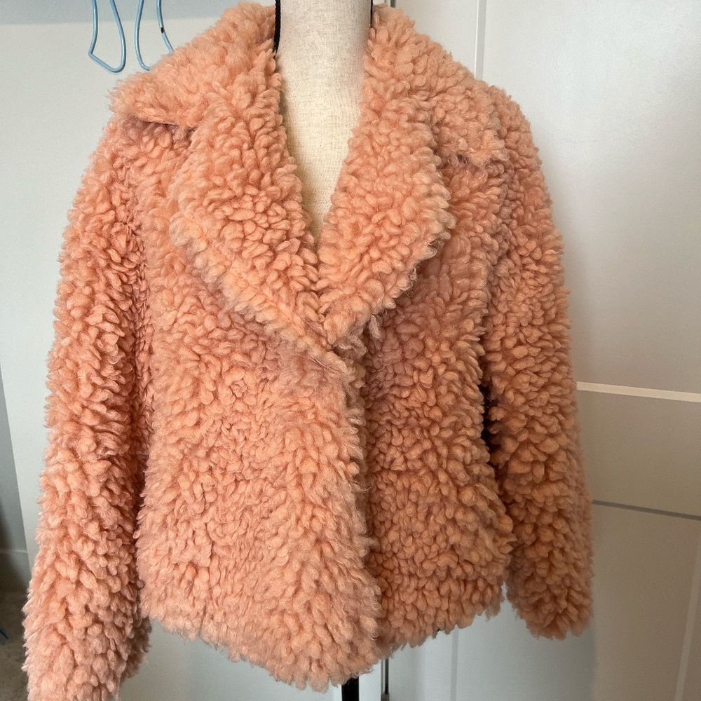 Urban Outfitters Pink Teddy coat/ XS
